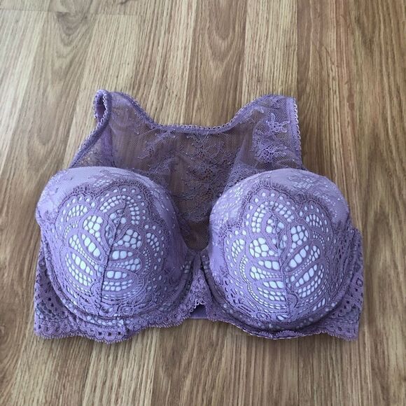 Victoria's Secret Dream Angels Lavender Purple Lace Halter Lined Demi Bra 32DDD - Picture 4 of 12